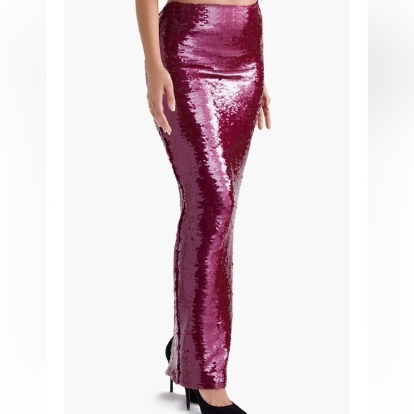 🆕House of CB Alexis Sequin Satin Maxi Skirt HOT PINK NWT🥂🍾Dressy Date Night🥂